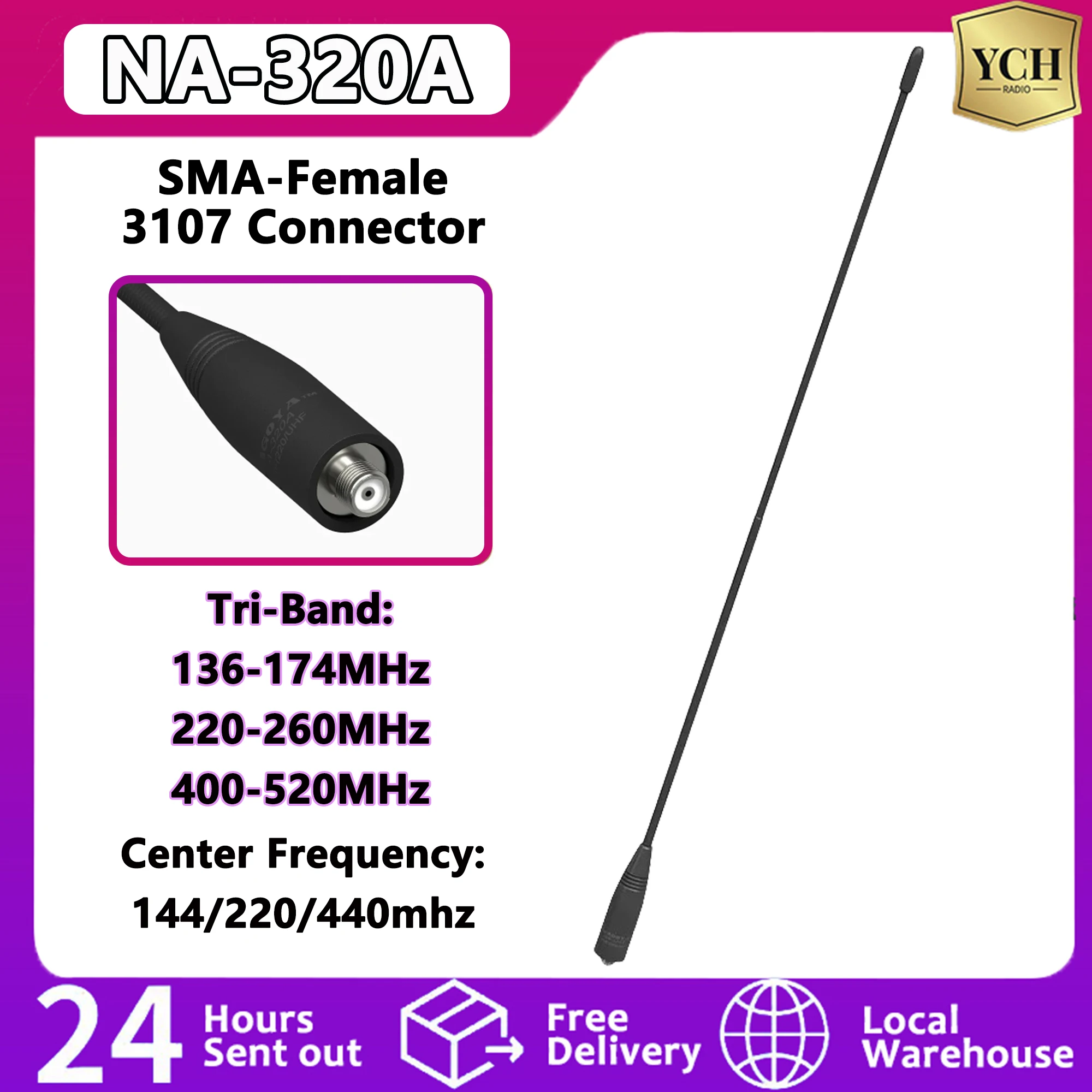 Nagoya NA-320A Antenna 3107/SMA-Female Connector Original Tri-Band 144/220/440Mhz For Baofeng UV5R Quansheng BTECH Walkie Talkie