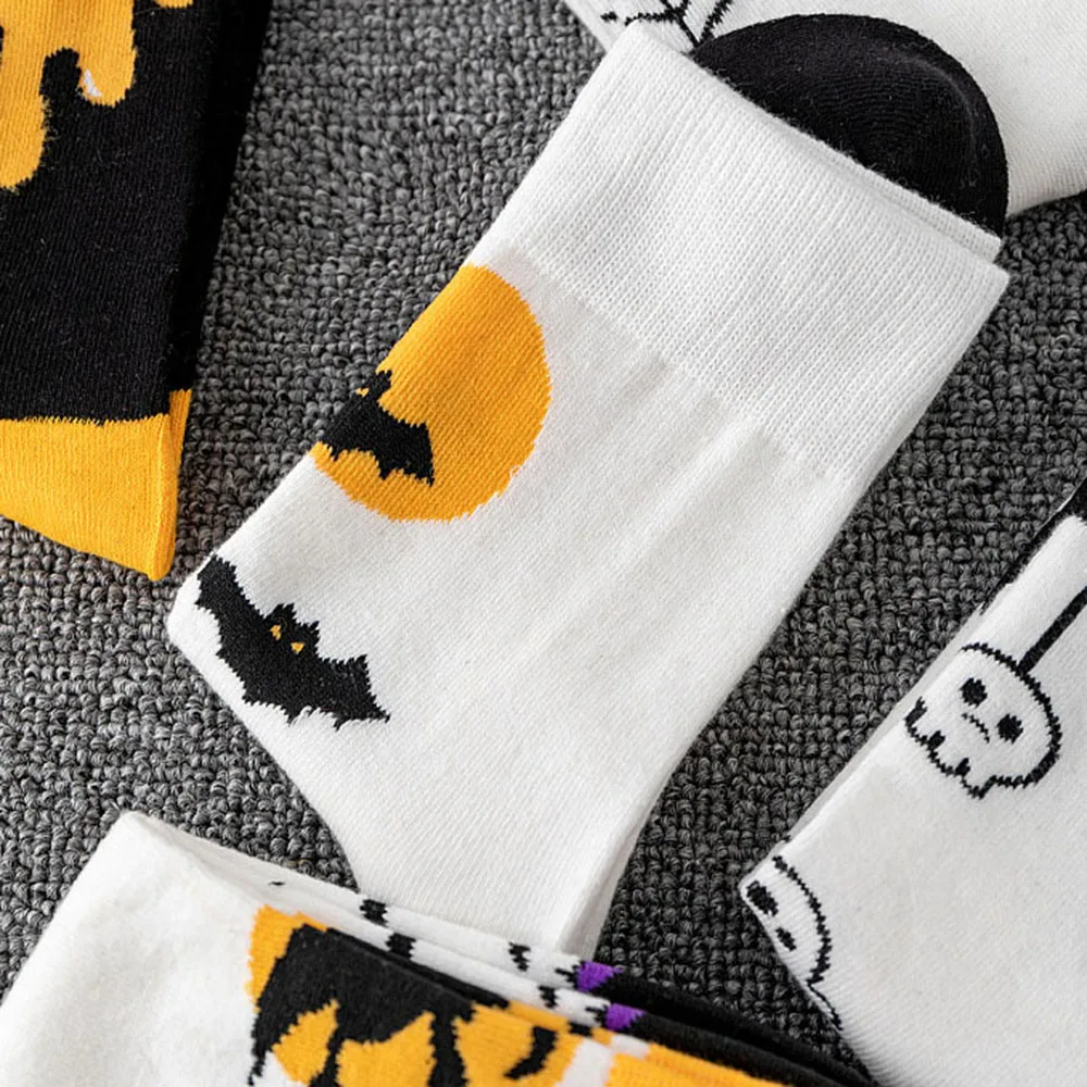 Halloween Cotton Socks For Unisex Pumpkin Jacquard Mid-tube Socks Harajuku Breathable Funny Socks Festival Couple Hosiery