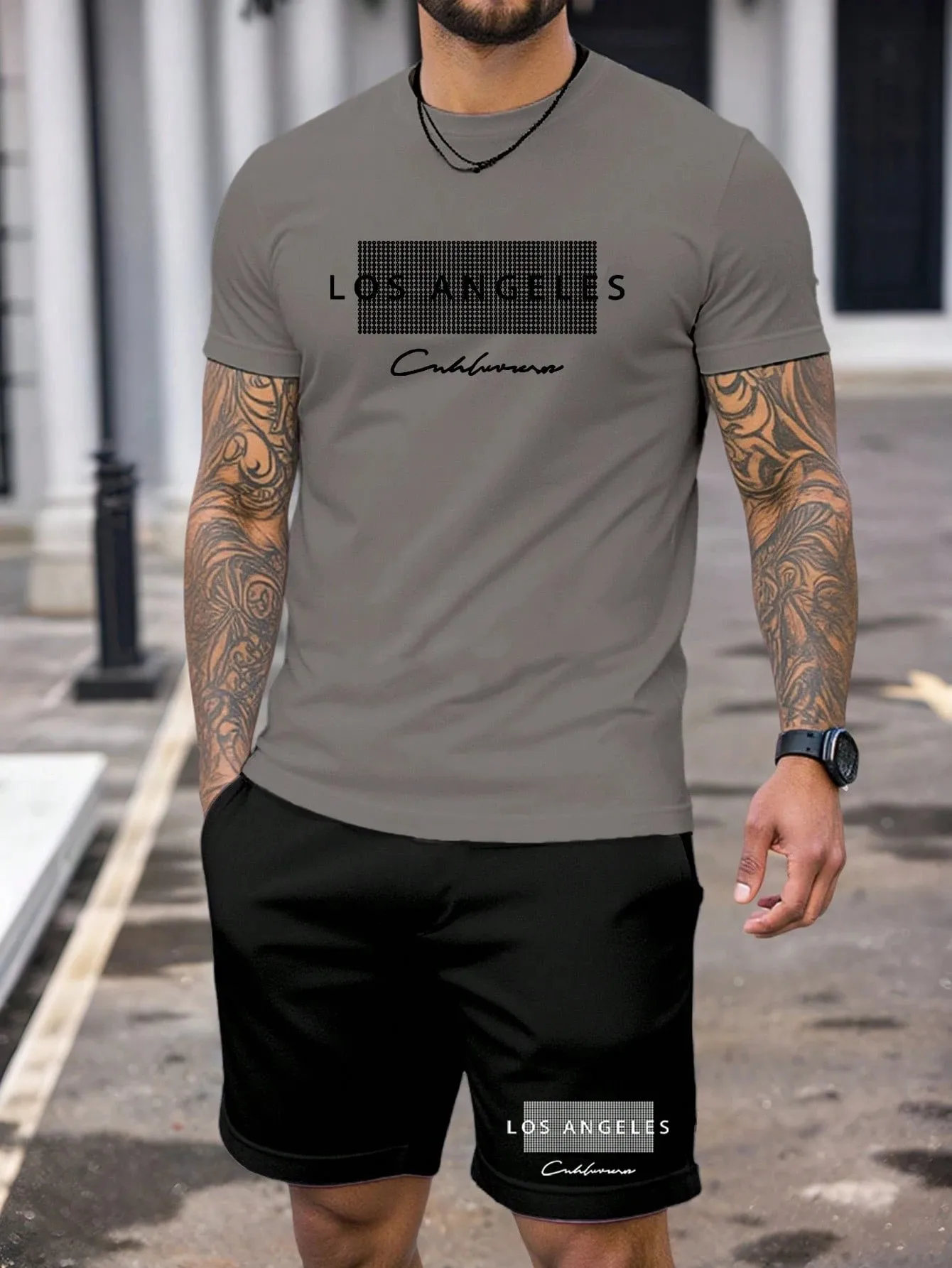 

2026 Summer Men's Suit with Letter Print Breathable Lightweight Casual Sports Outdoor Men's Clothing