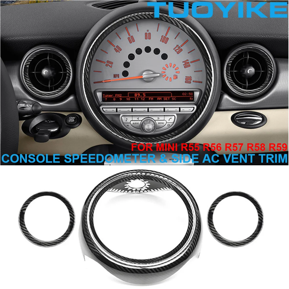 

Car Real Dry Carbon Fiber Center Console Speedometer Both Side AC Vent Grille Trim Frame For BMW Mini Cooper R55 R56 R57 R58 R59
