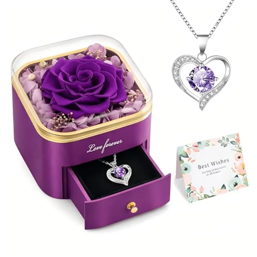 

Birthdy Gifts for Women Preserved Rel Rose with Necklce Eternl Roses Forever Flowers for Delivery nniversry Mothers Dy Flower G