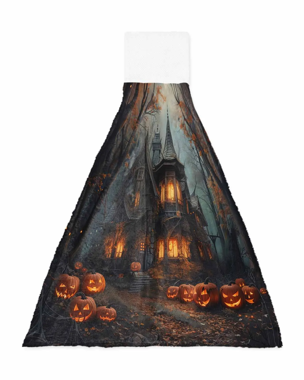 Alloween Castle Pumpkin Retro Grove Hand Towels Microfiber Bath Hanging Cloth Quick Dry Cleaning Cloth Xmas Kitchen Towel