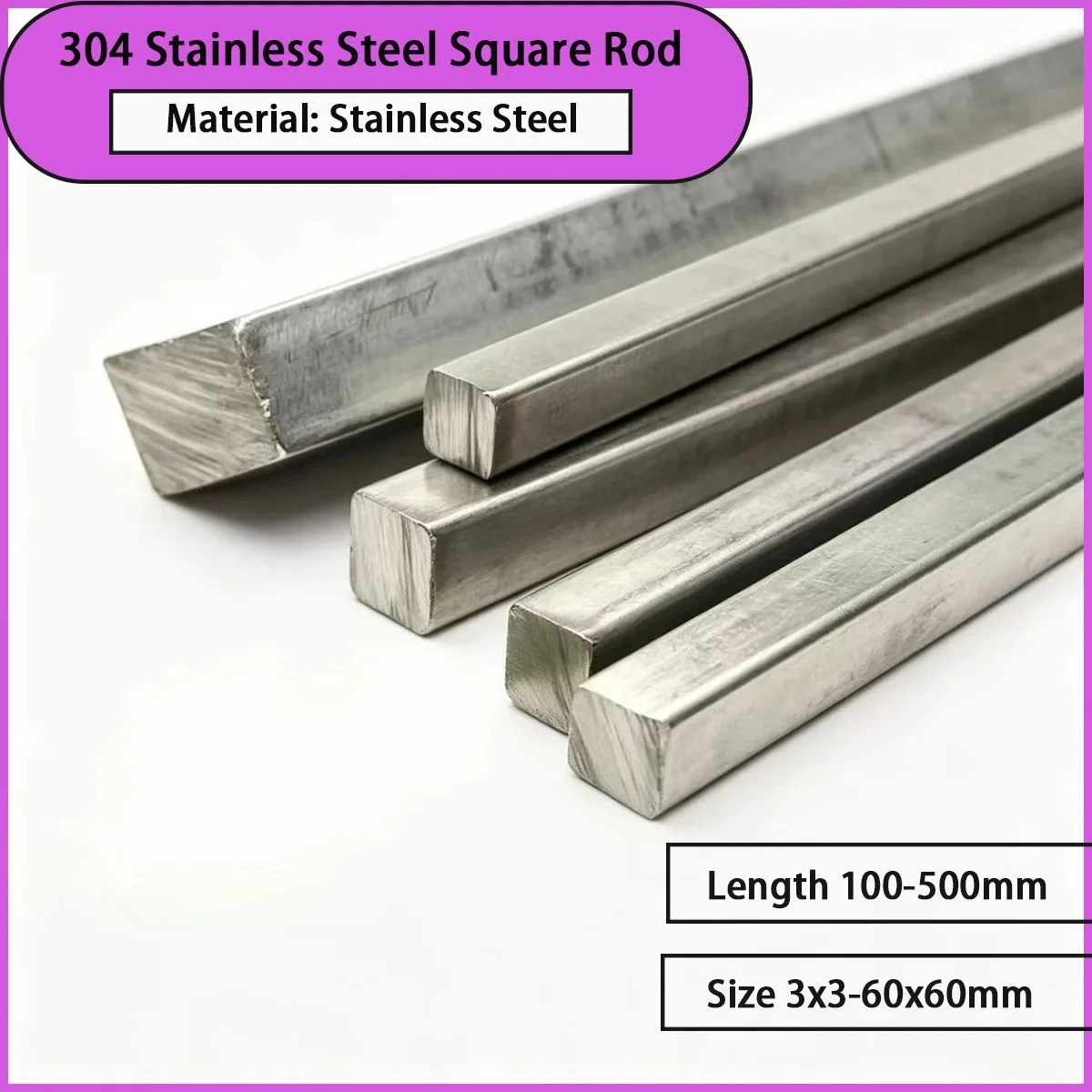 Size 3x3-60x60mm 304 stainless steel square rod is used for decorative structures