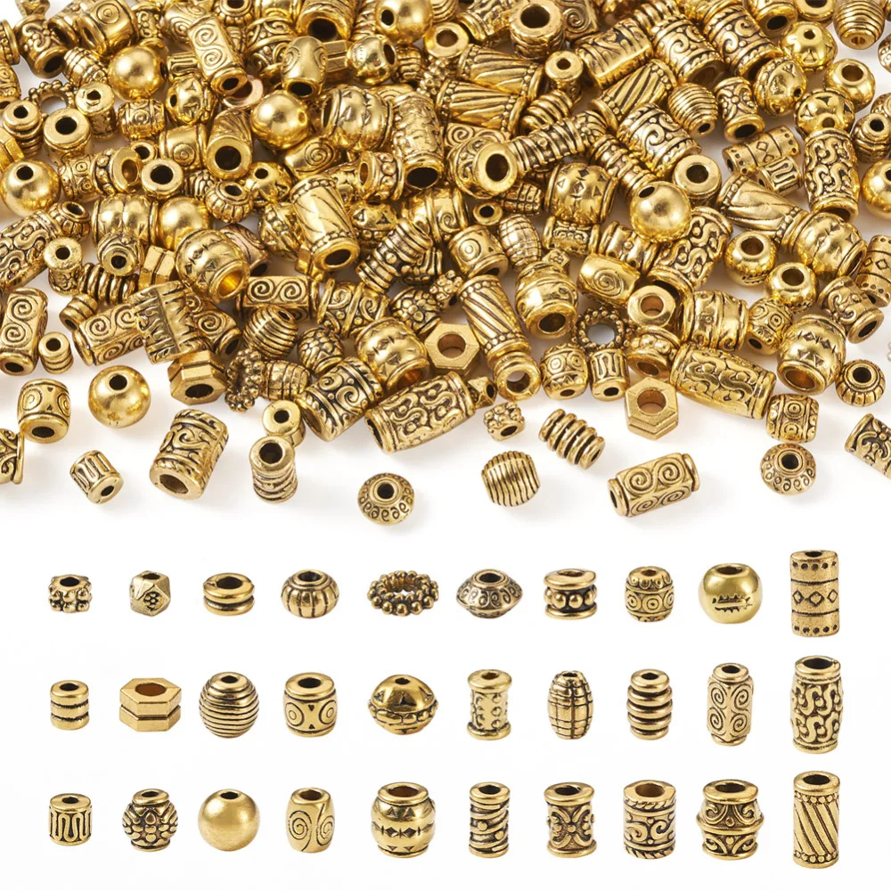 

300Pcs Tibetan Spacer Beads Antique Golden Alloy Column Tube Beads for Jewelry Making DIY Bracelet Necklace Vintage Accessories