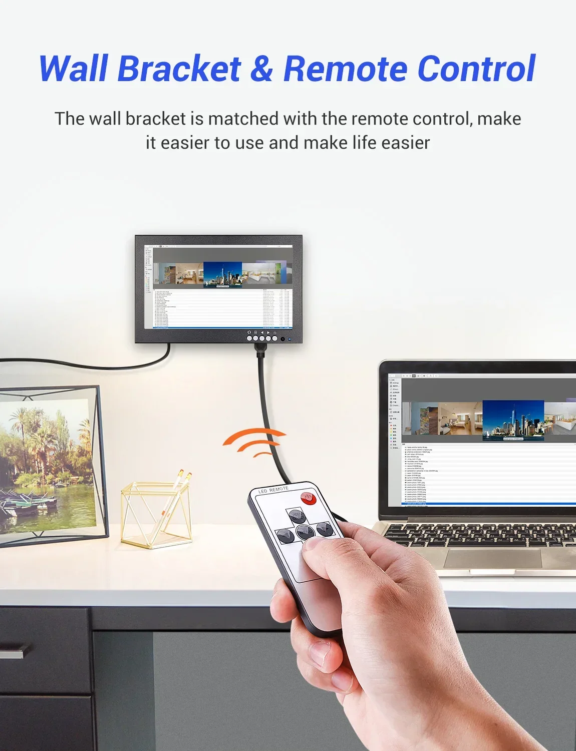 Eyoyo EM08G 8-Inch HD Monitor IPS 1280x720 Resolution VGA AV BNC Telecontrol Connectivity Built-in Speaker for PC CCTV AV System