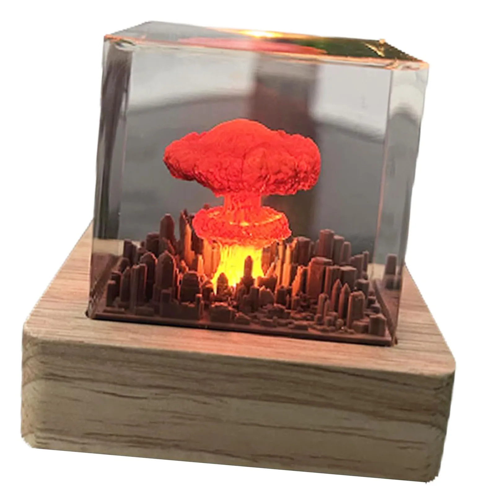 

Resin Mushroom Cloud Nightlight Decoration Creative Simulated Explosion Mushroom Cloud Desktop Decor Interesting Gift Bomb Model