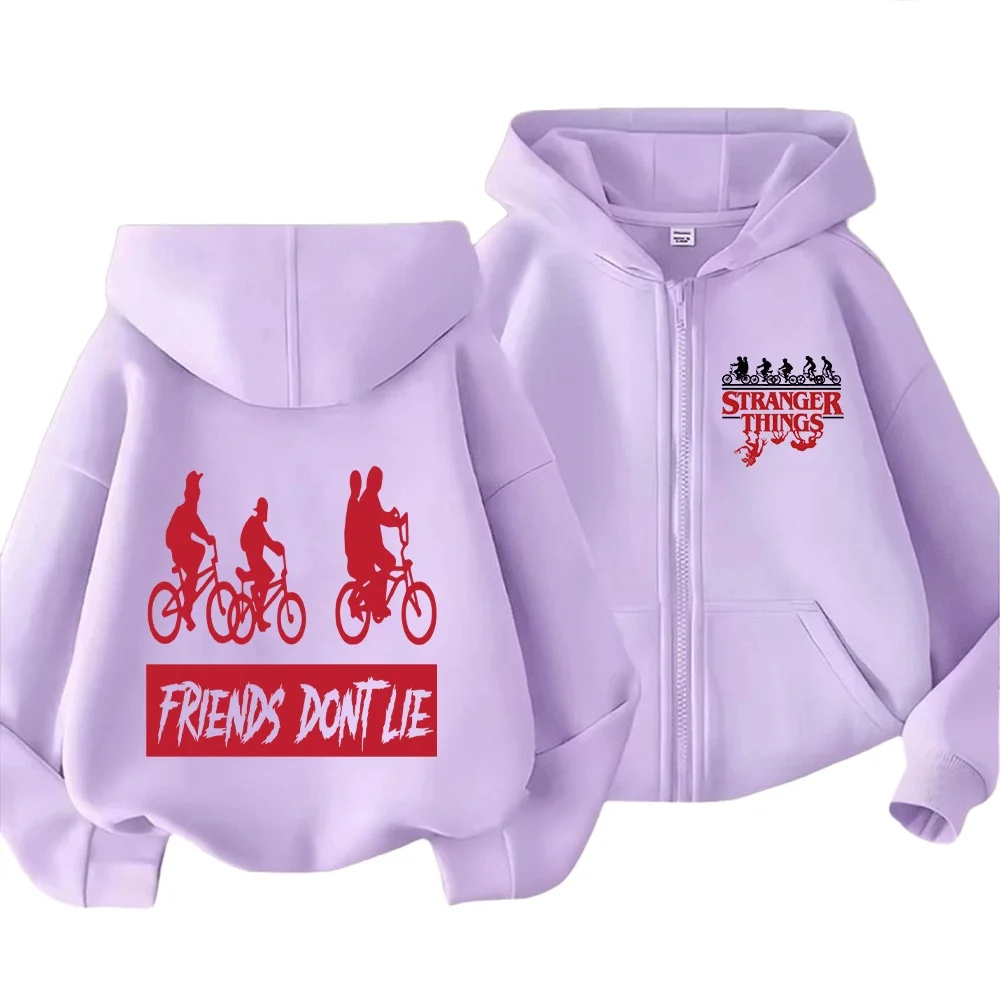 

Стильная толстовка на молнии в стиле «Очень странные дела», «Друзья не лгут» для семьи, идеально подходит для повседневной носки и веселых прогулок