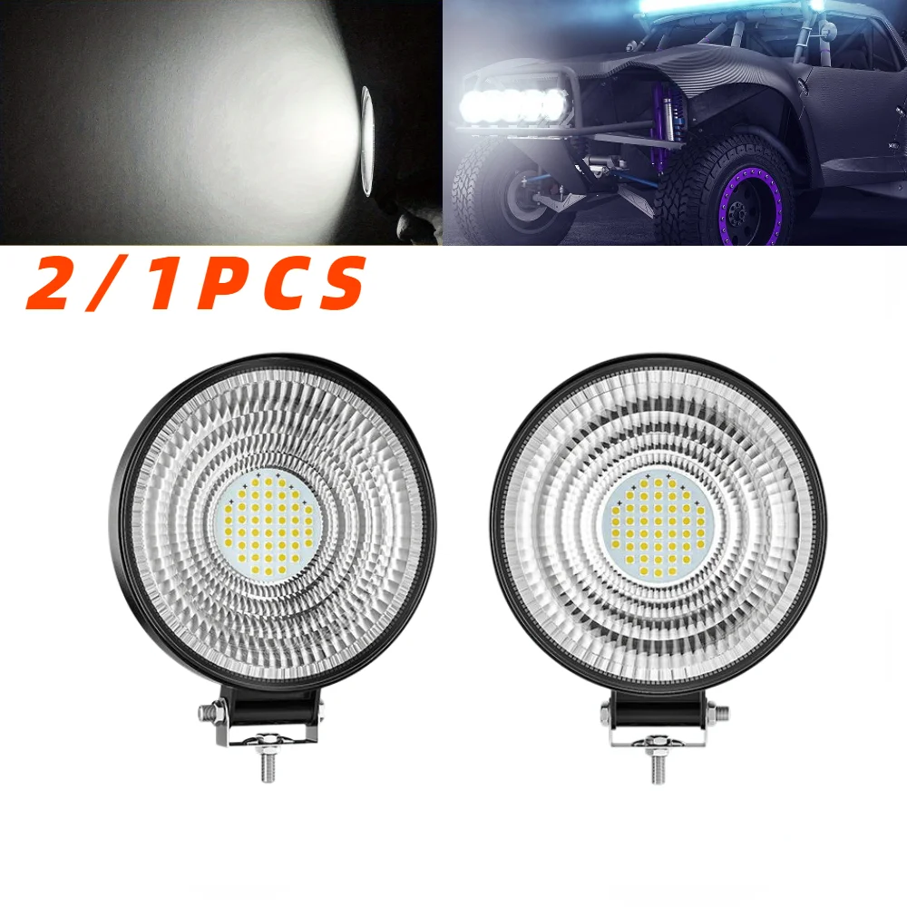 

2/1PCS 132W DC9-30V 44LED 4inch Round Car Work Light Circular Floodlight Work Light Off-road Outdoor Auxiliary Lighting