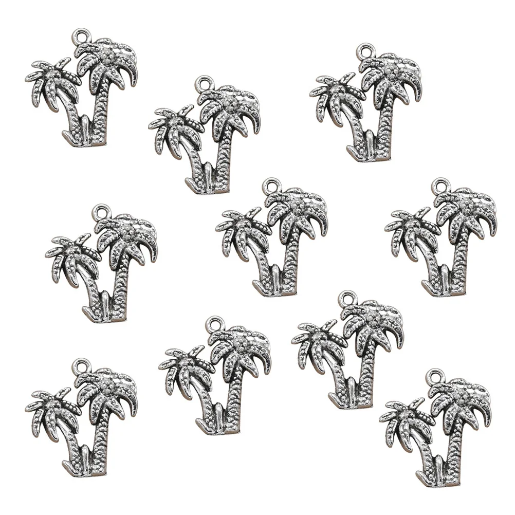 

10Pcs Alloy Coconut Tree Charms Pendants Silver for DIY Necklace Bracelet Earrings Making Jewelry Accessories Gift