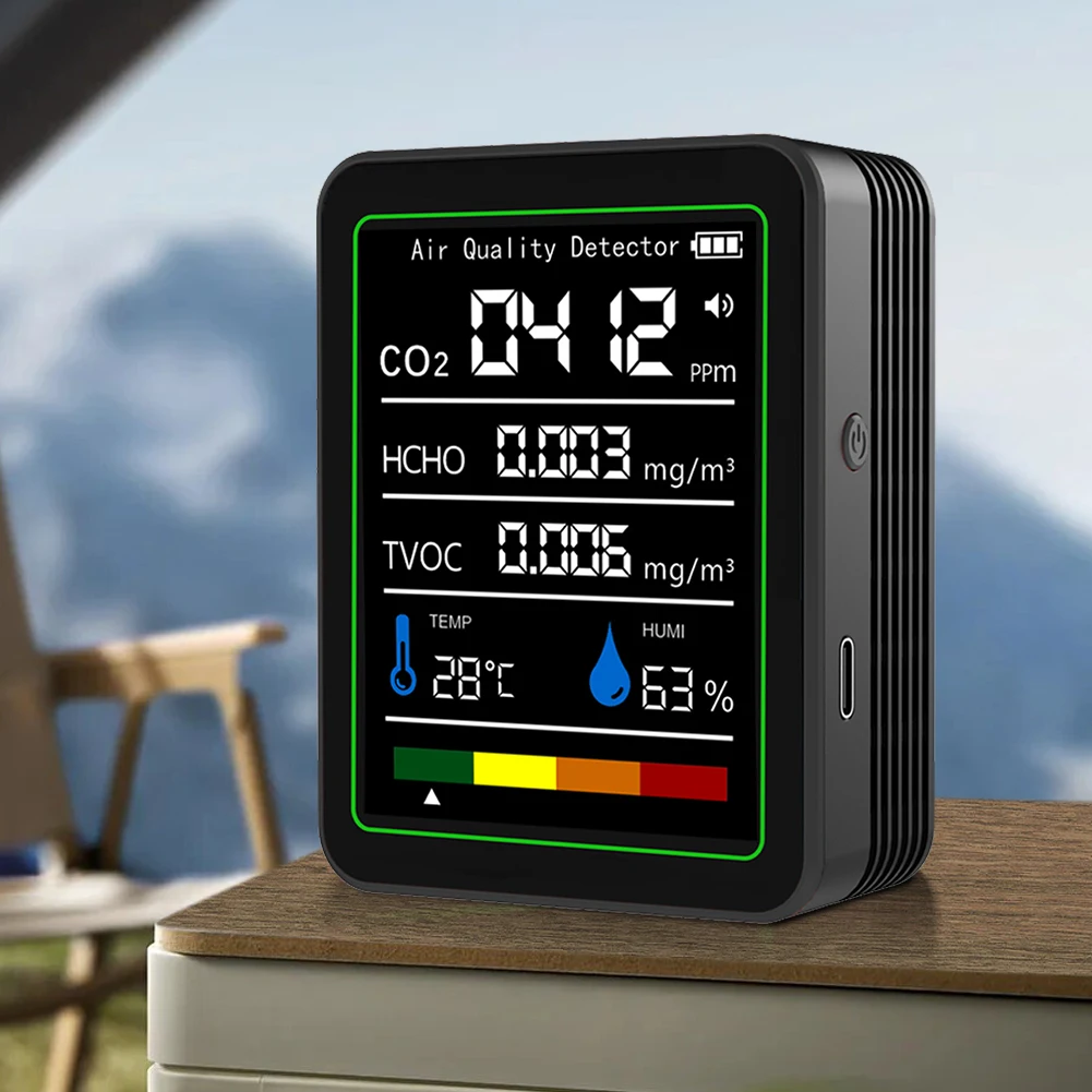 

Новый цифровой детектор качества воздуха 5-в-1 с ЖК-дисплеем: CO2, HCHO, TVOC, температура, влажность. Полупроводниковый тестер CO2.