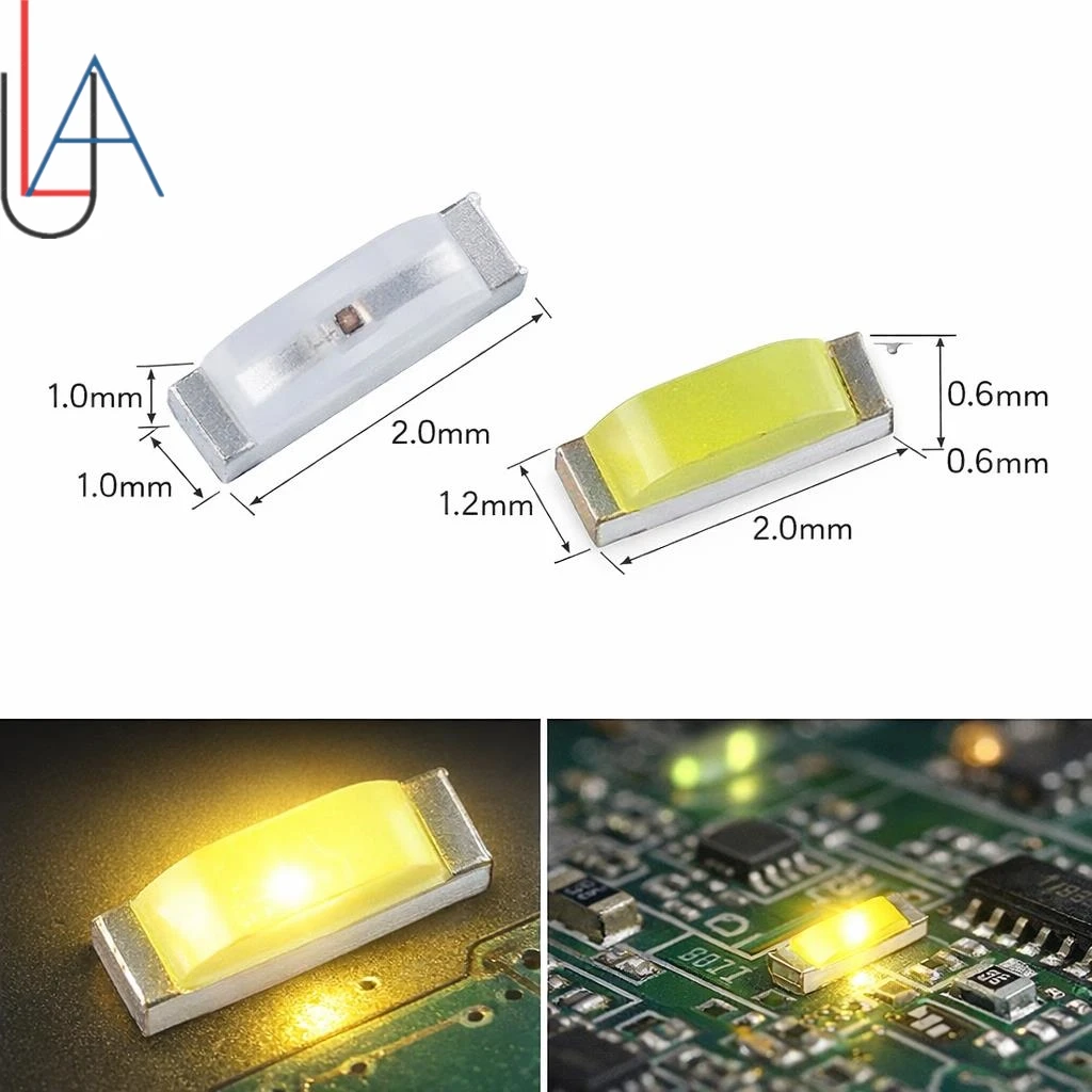 SAMIROB 100Pcs SMD LED Diode 1204 0602 0802 Side Emitting Assorted Red White Blue Yellow Orange Green for DIY Lighting