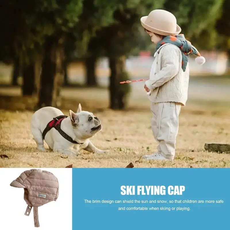 Kids Winter Earflap Hats Warm Cap With Brim Stylish Windproof Hat Adjustable Hat Circumference Earflap Cap For Boys Girls