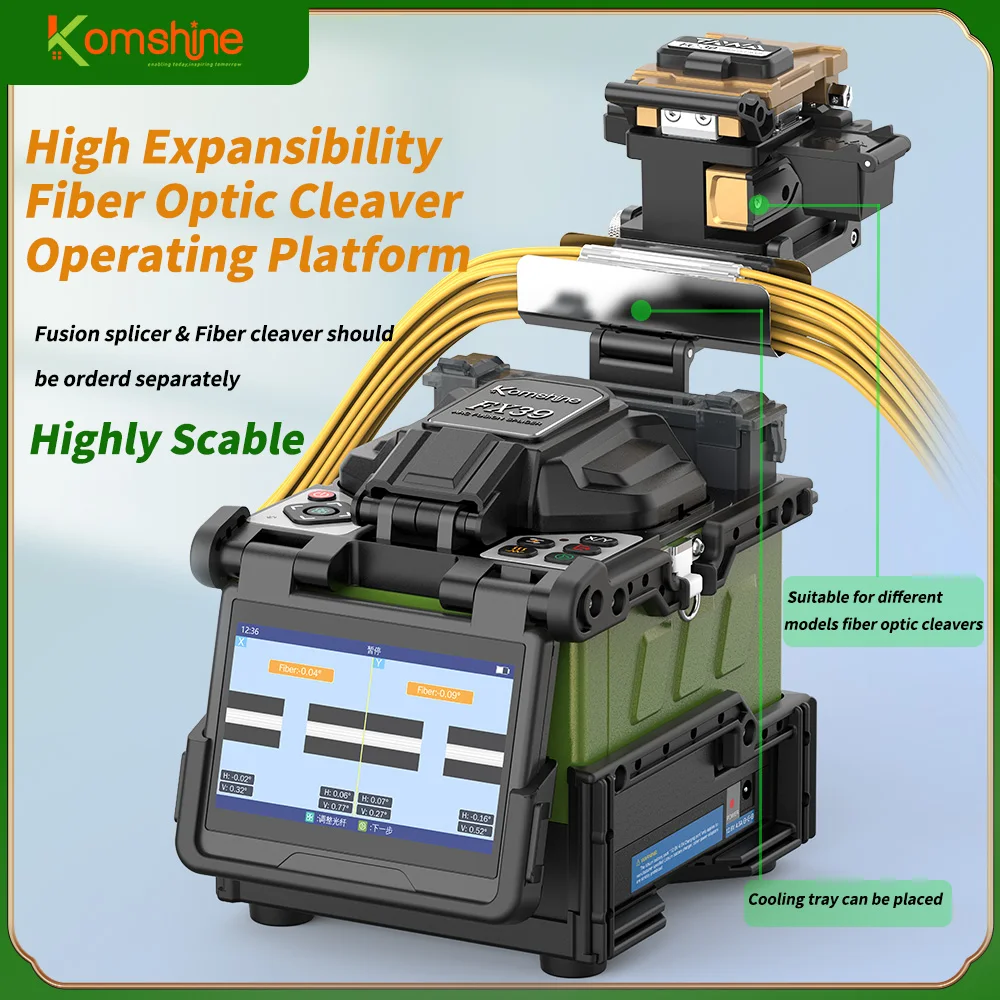 6 Motors Core Alignement FTTH Fiber Optic Splicing Machine KOMSHINE FX39 Joint Merger 6s Splicing; 16s Heating