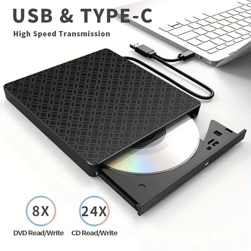 Multifunctional External CD/DVD Drive Burner Black With SD/TF & USB3.0 Slots Optical Drive For PC Laptop