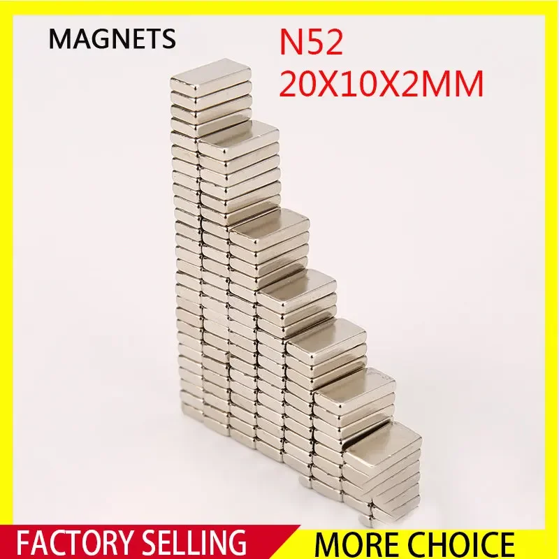 10~100PCS N52 20x10x2mm Neodymium Magnet 20mm x 10mm x 2mm NdFeB Block Super Powerful Strong Permanent Magnetic Imanes