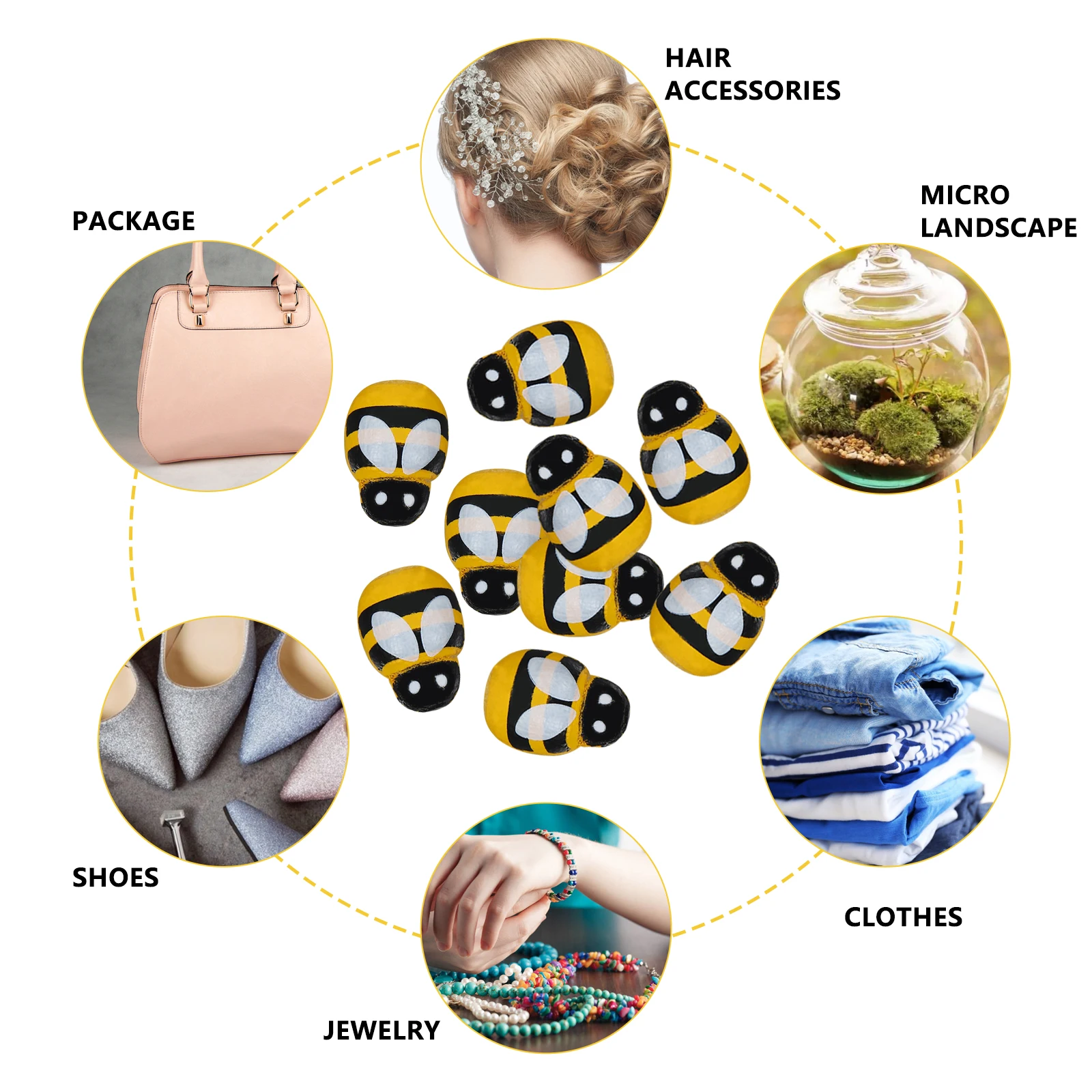 

200pcs Tiny Wooden Bee Micro-Landscape Decoration Craft For Garden Plant Diy Embellishment Bees Decor Wood Craft Moss Terrarium