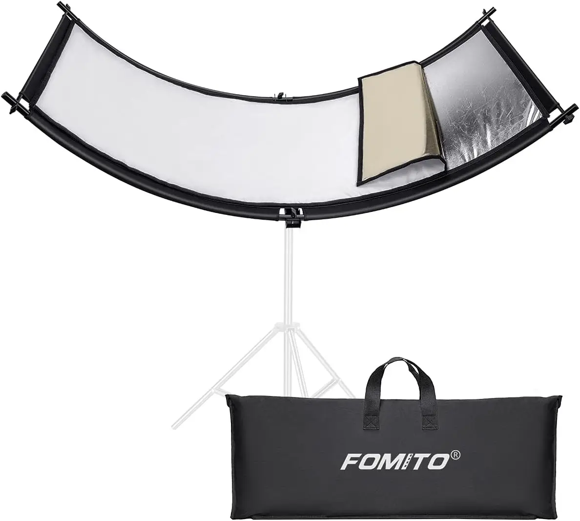 

70'x25.6' Curved Light Reflector for Photography Studio, Black/White/Gold/Silver
