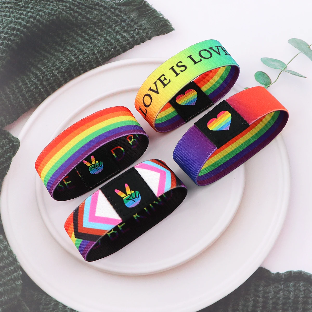 غيرجنسي مثلي الجنس مثليه LGBT تمتد معصمه سوار قوس قزح واسعة النطاق أساور شارة سوار الإكسسوارات