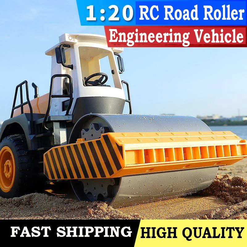 1:20 Big RC Truck Double E E522 Tractor Road Roller 2.4G Remote Control Car Vibrate Engineering Vehicle Model Toys for Boys Kids