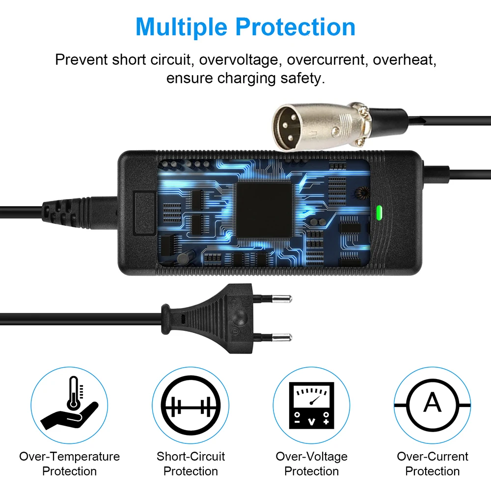 67.2 Volt 2 Amp 3-Pin XLR Plug 60 Volt Li-Ion Battery Charger for 60V(16S) Lithium E-Bikes & Scooters and More Electric Bicycle