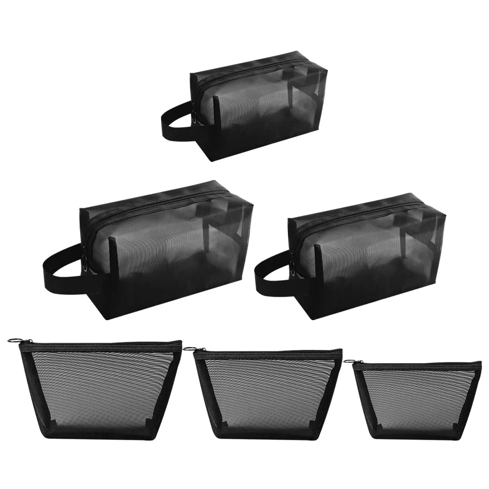 

6pcs Mesh For Women Large Capacity Toiletry Bag Travel Makeup Storage Organizer Portable Pencil Case Miss Toiletries