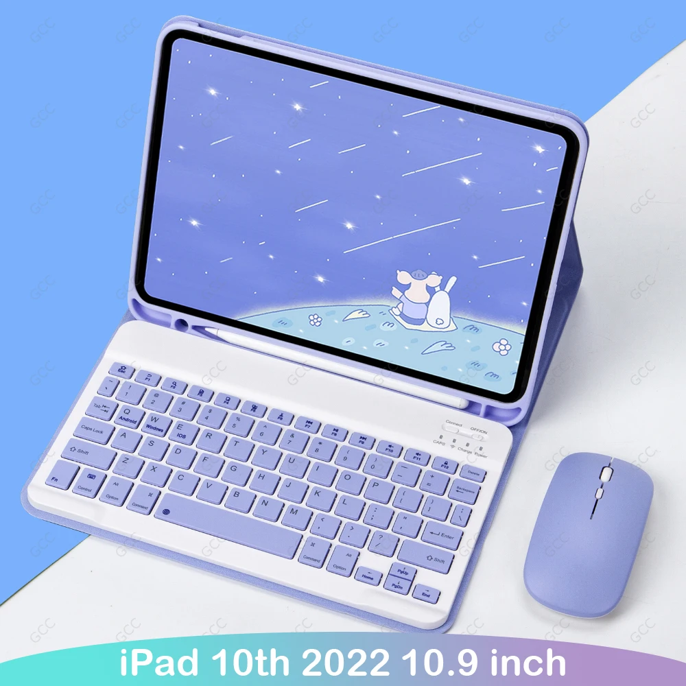 

Складной чехол-подставка для iPad 10-го поколения, 2022, 10,9 дюйма, чехол из искусственной кожи с Bluetooth, перезаряжаемой клавиатурой для планшета