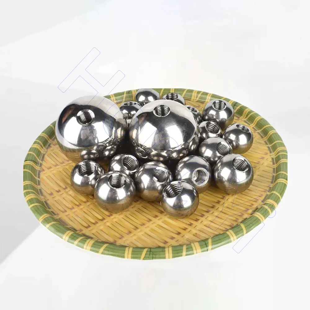 OD 8mm - 60mm 304 Stainless Steel Female Thread Blind Hole Smooth Ball Bead M5 M6 M8 M10 Metric Thread Half Hole Drilling Balls