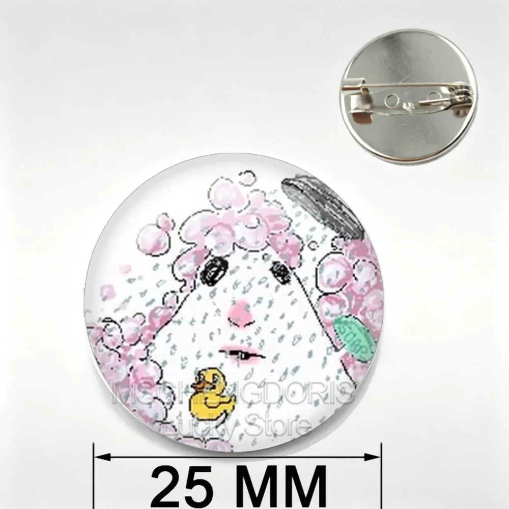 Funny Hamster Meme Glass Cabochon Round Brooches Creative Cartoon Animal Lapel Badges Accessories Friends Gifts Jewelry MS056