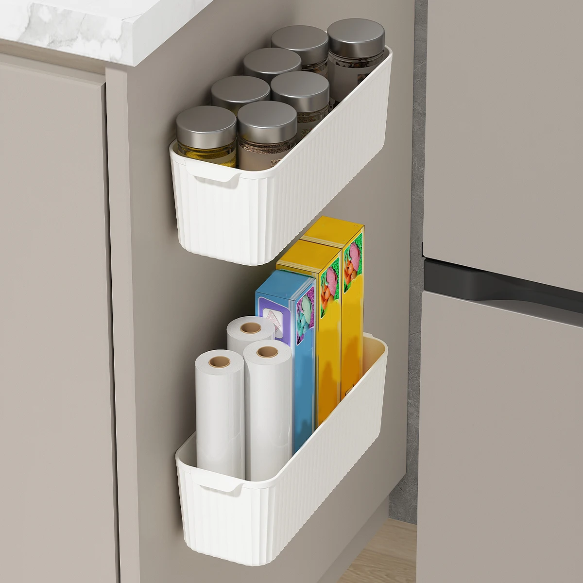 WORTHBUY Garbage Bag Wall Mounted Storage Rack Holder Kitchen Cabinet Plastic Storage Organizer Shelf For Paper Cup Spice Jar