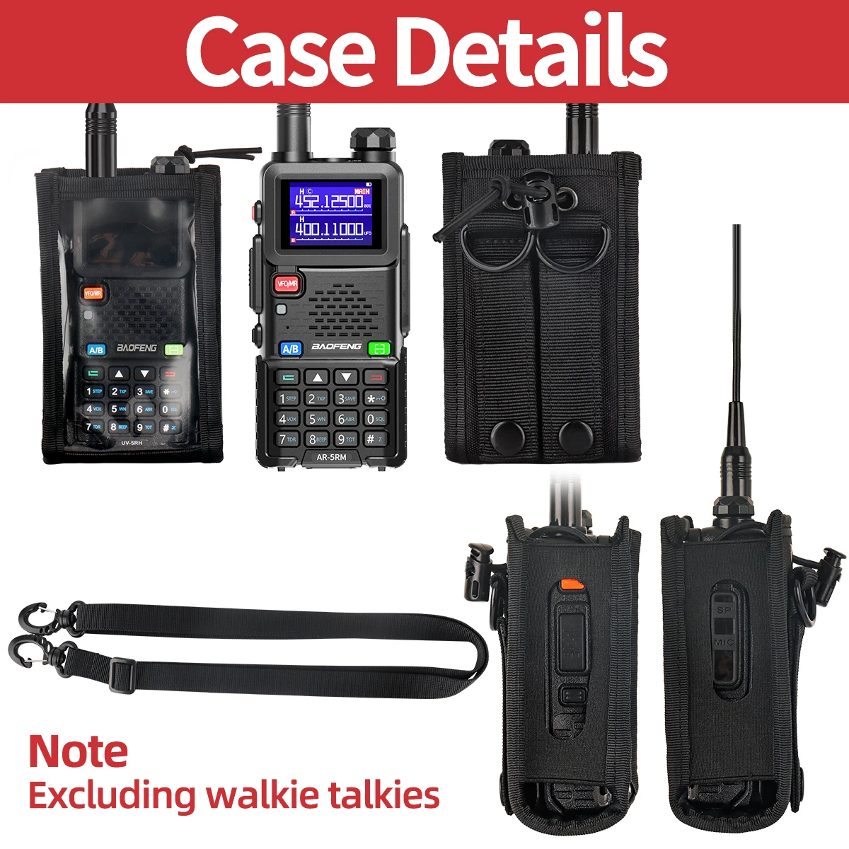 ABBREE 워키 토키 운반 가방 홀더 포켓 휴대용 Baofeng UV-5R UV-5RH UV-21 PRO Quansheng UV-K5(8) 야외 사냥