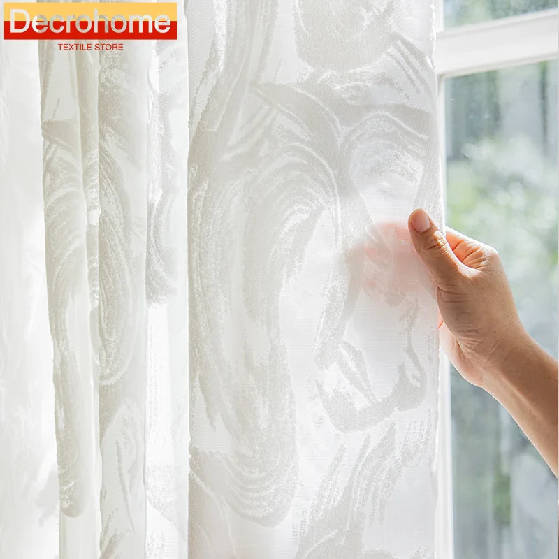 

Thickened Embossed Window White Screen Curtains for Living Room Bedroom French Window Floating Window Balcony Customized Product