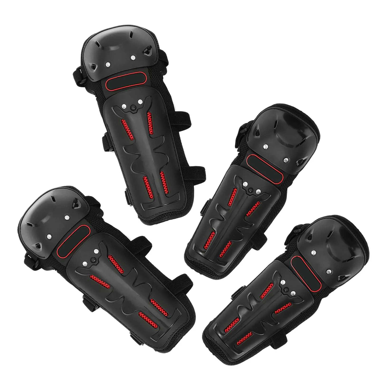 

Knee Elbow Motorcycle Guards Black Motorcycle Elbow Guards Adult Riding Protective Gear Four Pieces Set Enhanced Safety Design