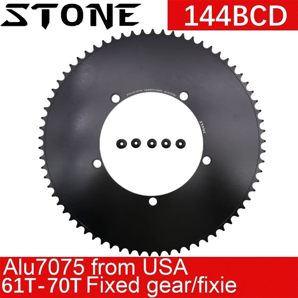 Stone 144 BCD Round Chainring for Fixie Fixed Gear Track Bike 42t to 70t 48 50 52 54 55 56 57 58 59 60 63 64 66 68 Single Speed