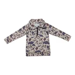 Wholesale Children Baby Boy Long Sleeves Clothing Camo Zipper Tops Shirt Toddler Lapel Pullover Kid One Piece T-shirts