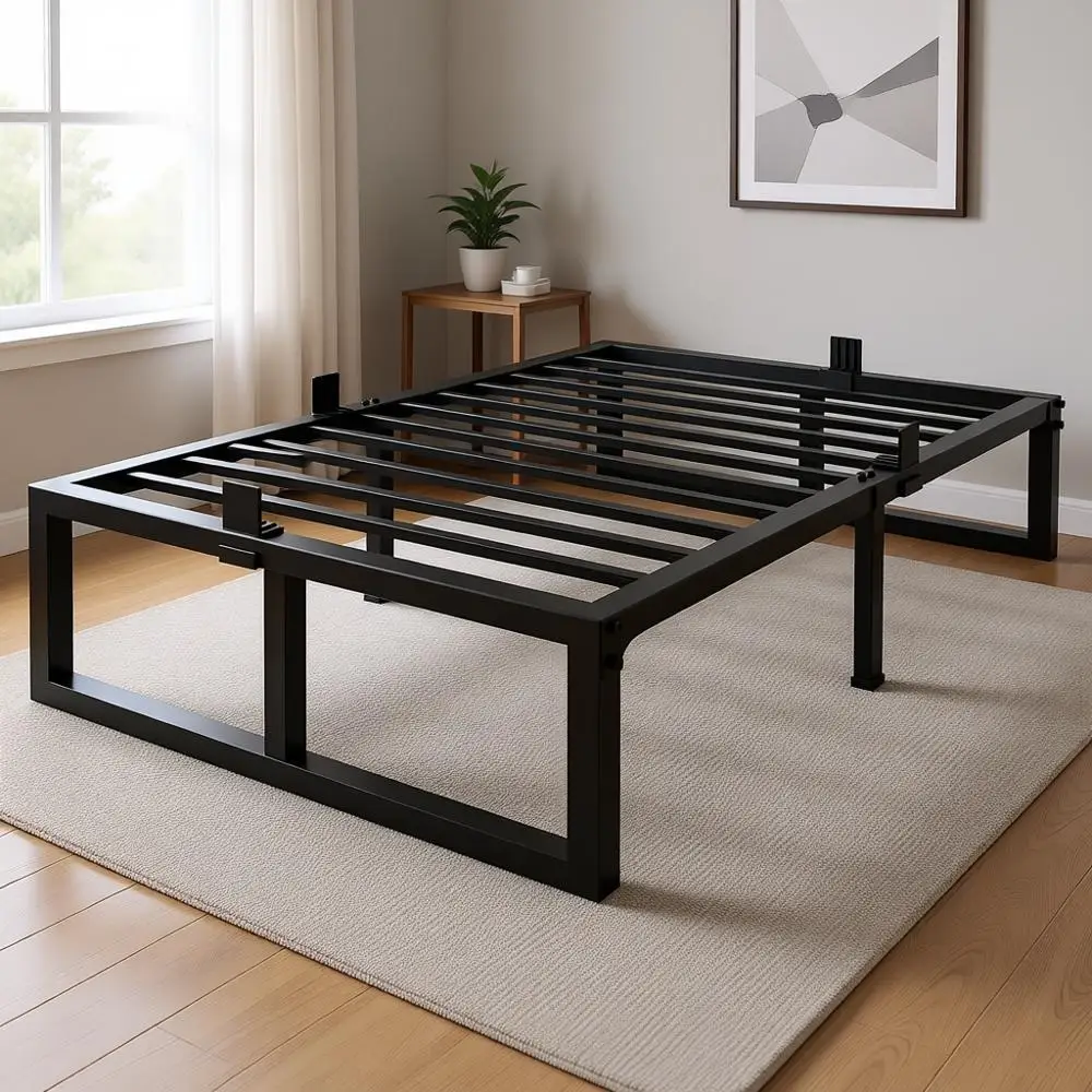 

16-дюймовая металлическая кровать Twin XL - усиленная конструкция, стальные ламели, без пружинного блока, бесшумная, нескользящая, простая сборка