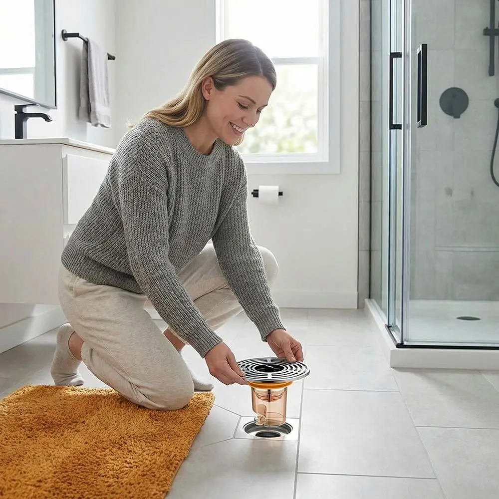 

Magnetic Self-Closing Floor Drain One-Way Drain Valve ABS Material Shower Drain Self-Closing Mechanism Large Filter Screen