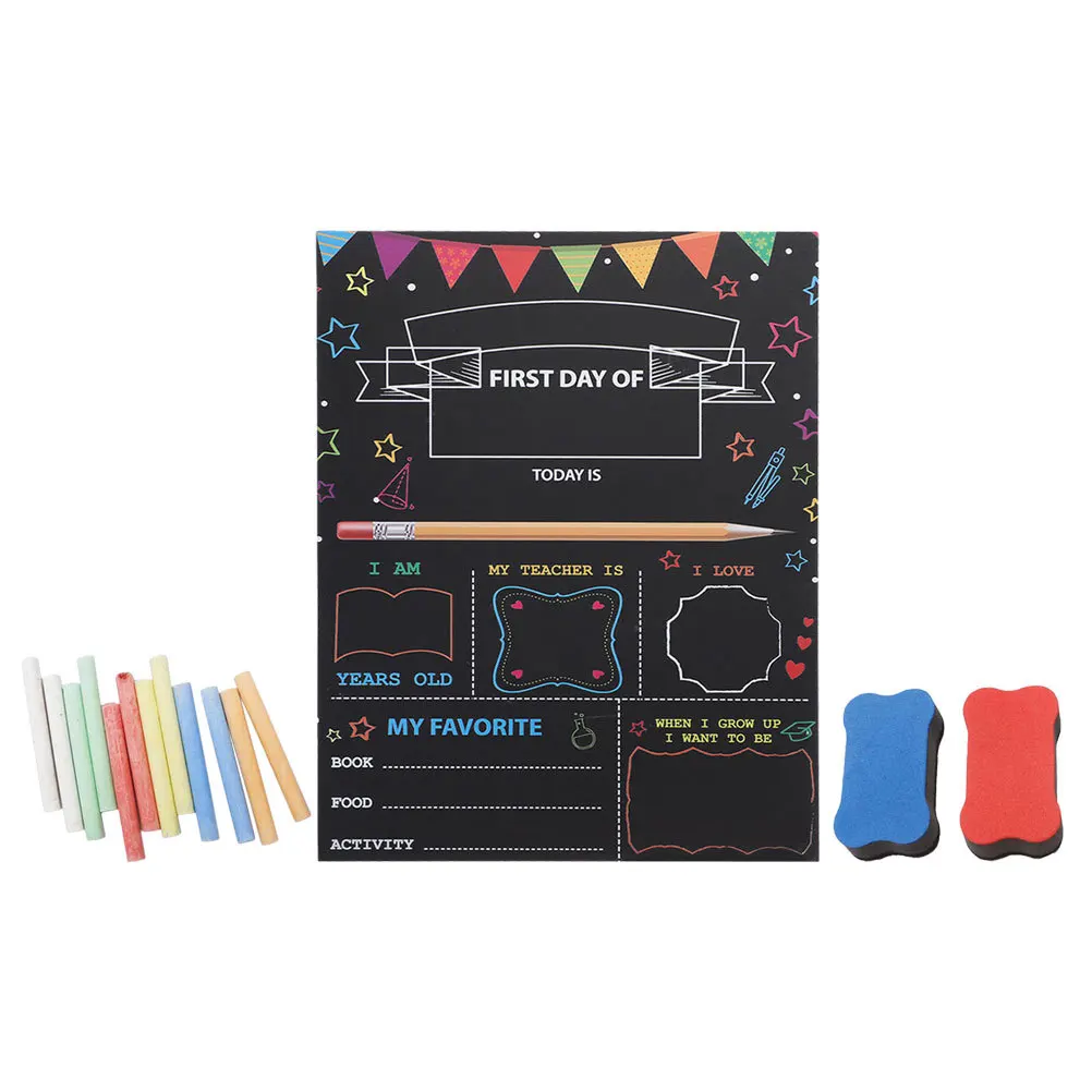 مجموعة واحدة من لافتة المدرسة الخشبية لتزيين العودة إلى المدرسة بحواف ناعمة تدوم طويلاً للاستخدام في اليوم الأول علامة السبورة في اليوم الأول #1