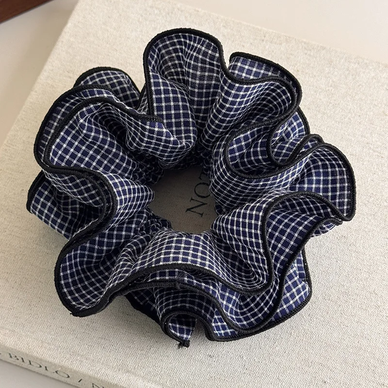 

Korean College Style Hair Rope Tie Multi-layer Plaid Large Scrunchies Elastic Hair Band Pleated Ponytail Holder Rubber Band 1pc