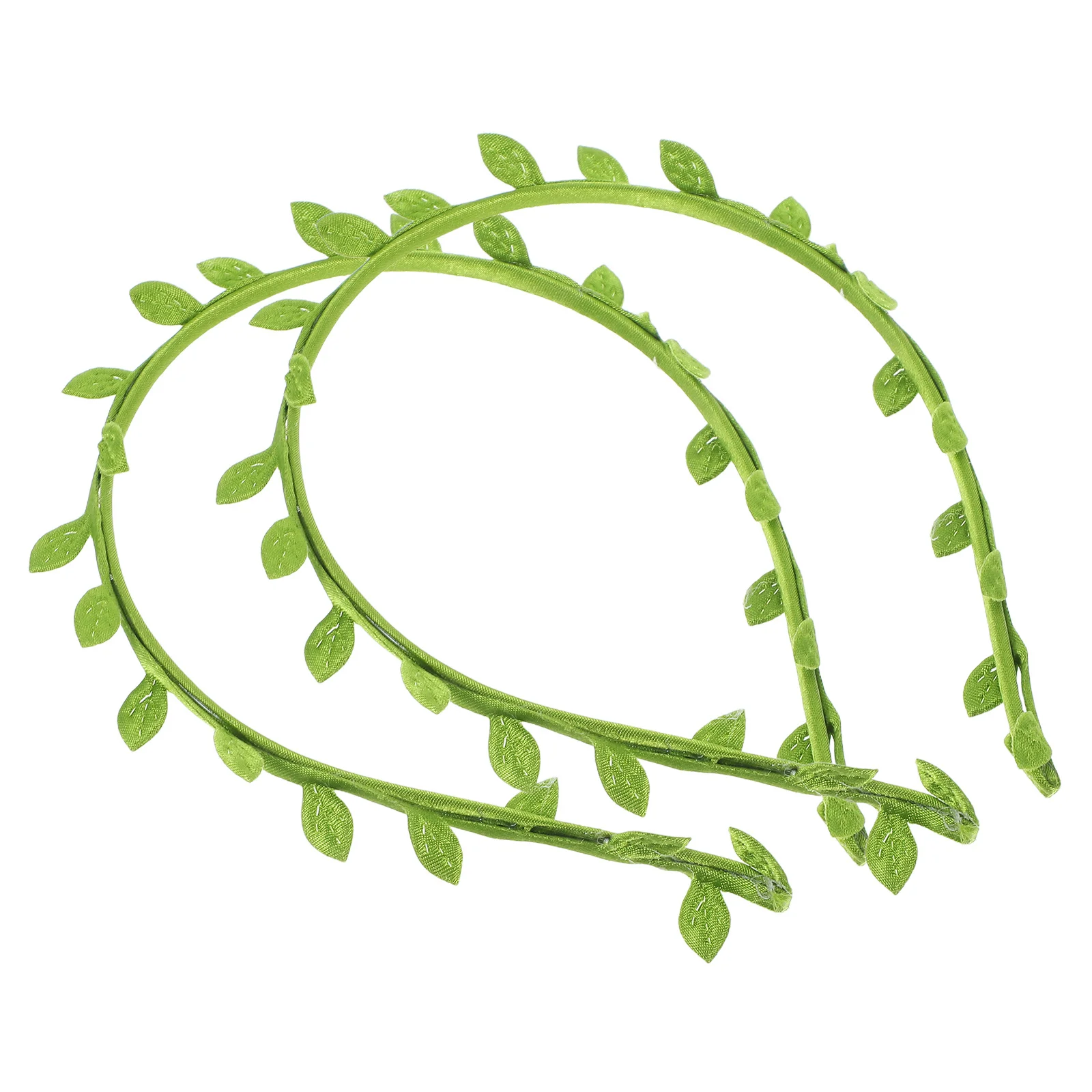 

2pcs Green Leaf Headband Artificial Vine Hair Accessories Elastic Fit For Wedding Party Outdoor Events Durable Women Leaf Crown