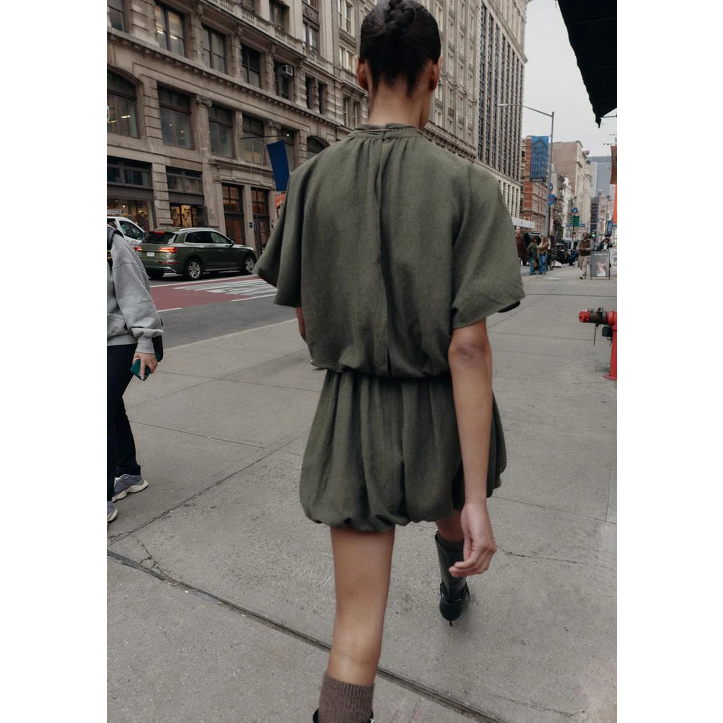 Vestido  Casual F de Inverno com Gola Alta, Manga Curta, Camadas em Camadas, Estilo de Vestido de Baile, Poliéster...