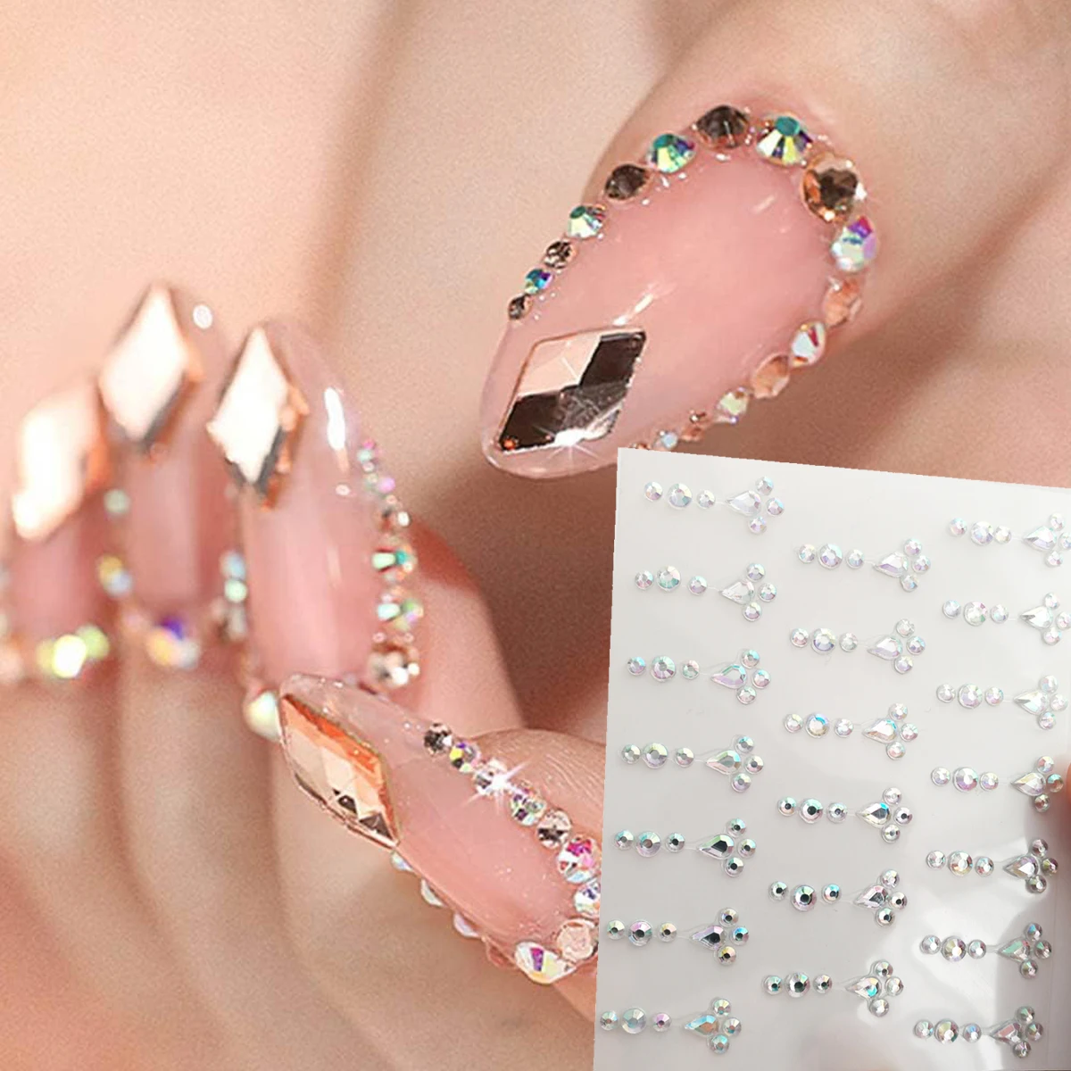 12Sheets/Lot Face Decoration Rhinestone Stickers for Music Festival Halloween Party Mobile Color Crystal DIY Diamond Stickers