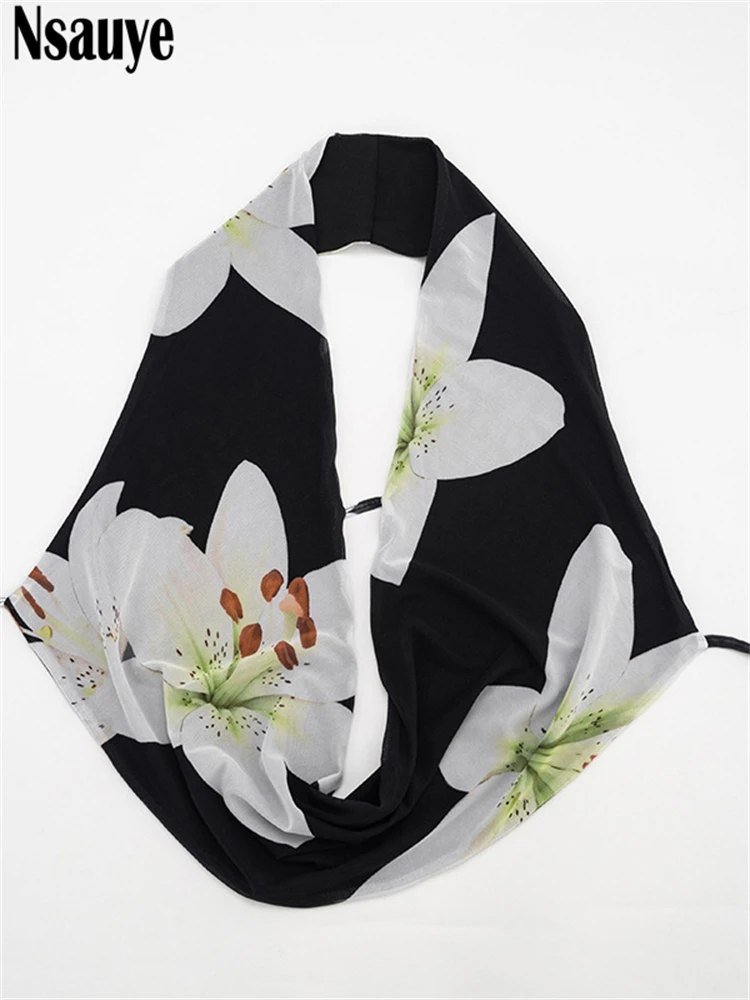 Nsauye Summer Women New Fashion Holiday Halter Vest Tops Mini Bodycon Short Beach Floral Print Sexy Skirt Two Piece Set 2026 - Image 6