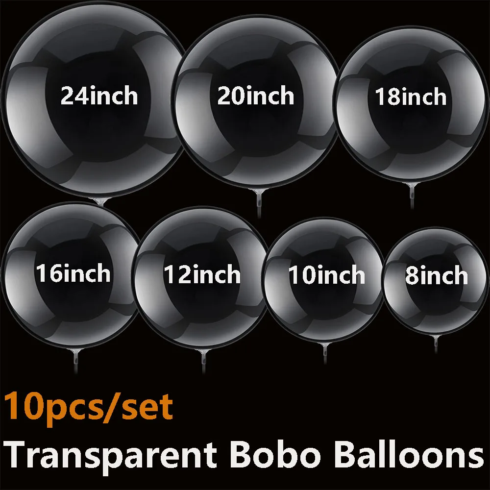 10pcs 8/10/12/16/18/20/24inch Bobo Balloon Transparent Bubble Balloon Wedding Birthday Party Decoration