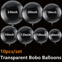 10pcs 8 to 24 inch Clear Bubble Balloons Large Transparent Bobo Balloons for Wedding Arch,Event Festival Birthday Party Decorati