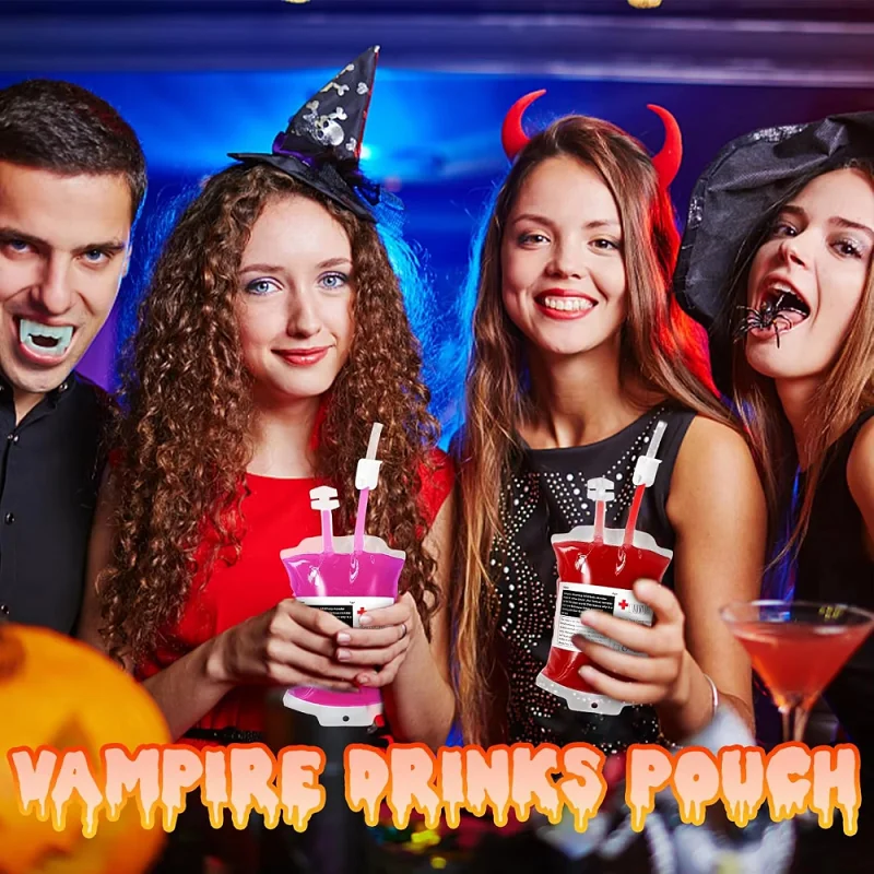 25 stücke Halloween Blut Taschen Fruchtsaft Getränke Taschen Vampire Cosplay Liefert Horror Requisiten Trinken Container Party Dekorationen – Detail 2