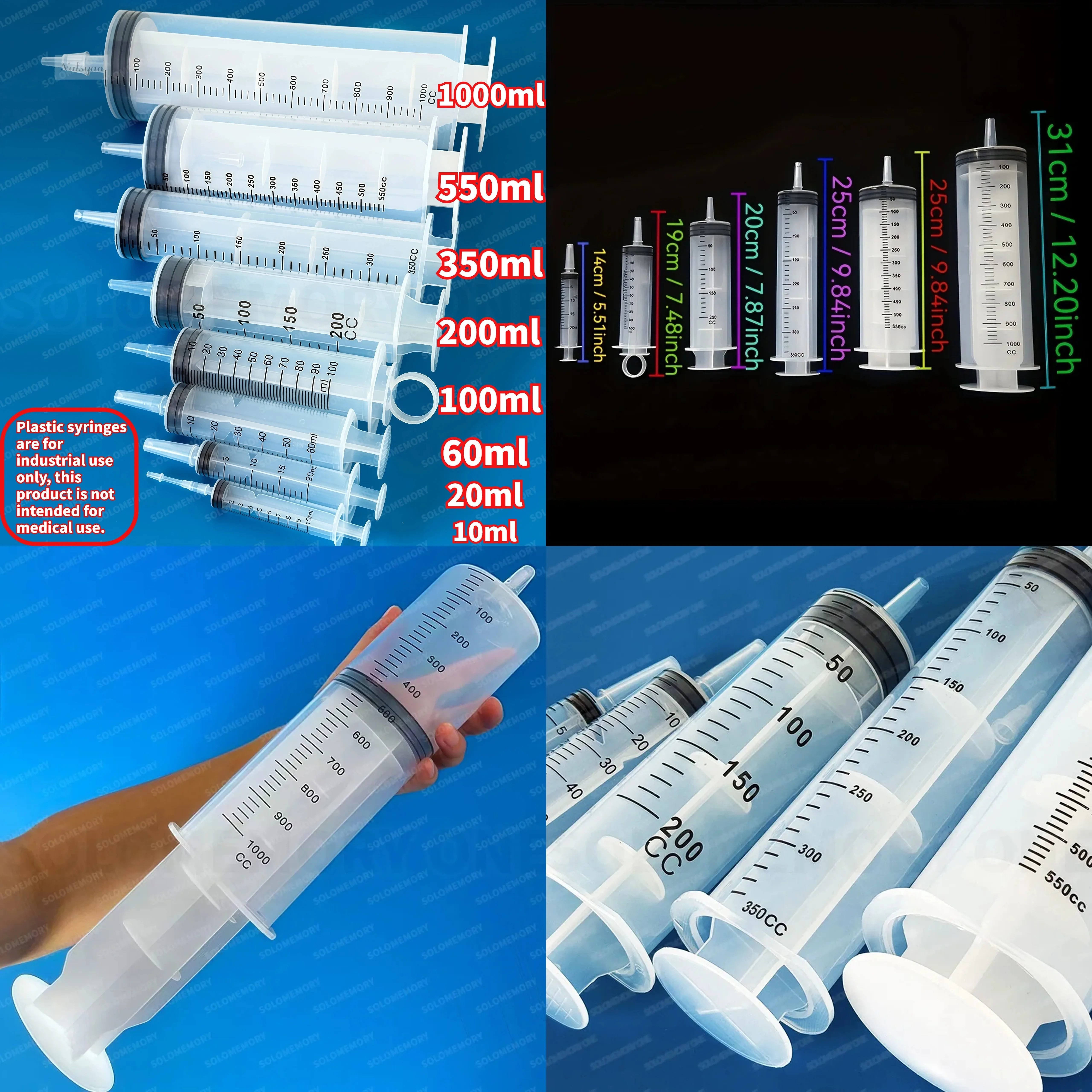 Plastic Syringe 1ml with Blunt Needle for Lab Dispensing Glue Watering Veterinary Use Precision Liquid Dropper Tool