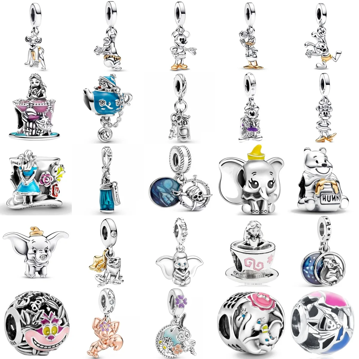 

Miniso Disney стерлингового серебра 925 пробы Дамбо игла Микки Маус чашка кулон Шарм ювелирные изделия из бисера оригинальный браслет DIY Fine