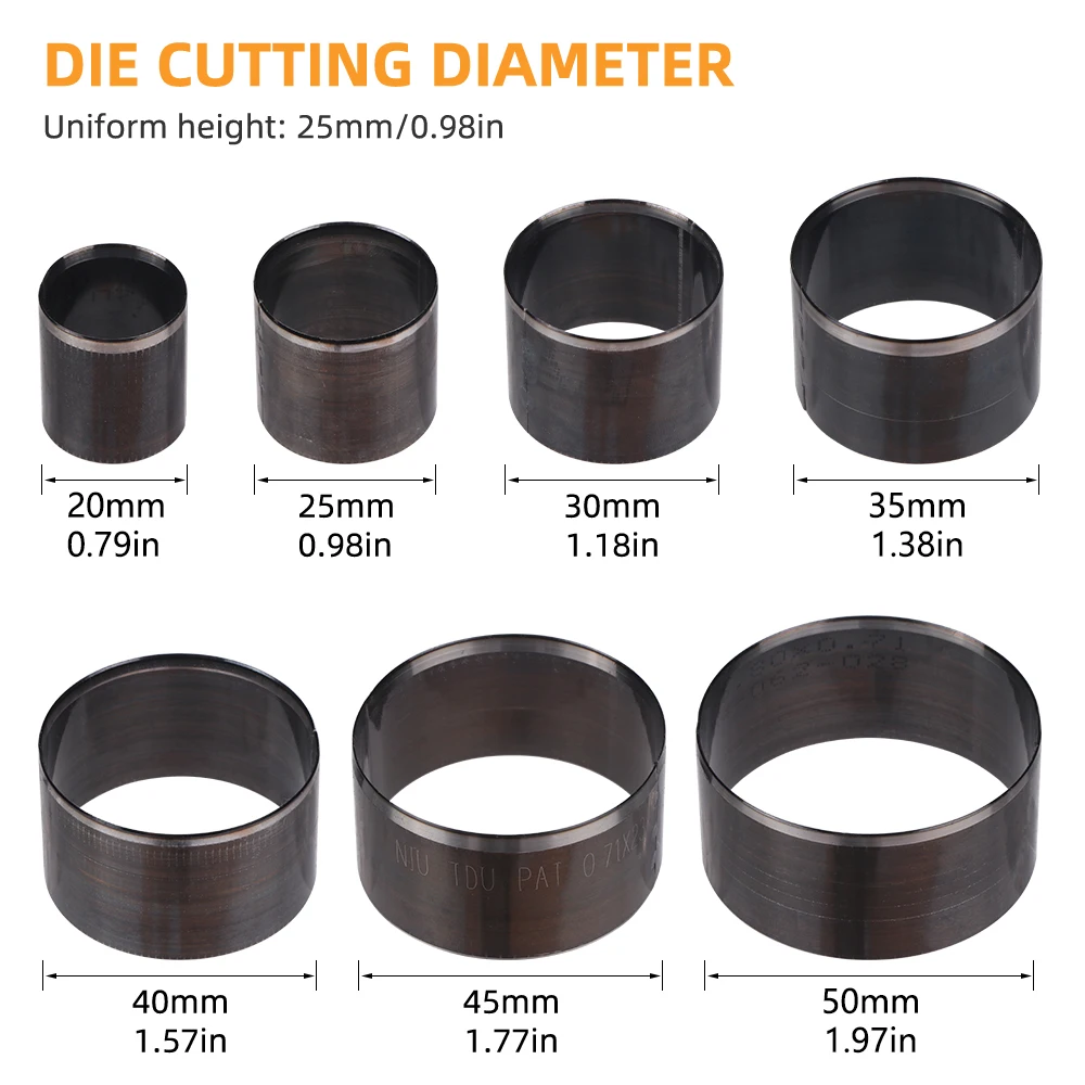 7pc/set Leather Round Punching Die, DIY Handicraft Circle Puncher, Steel Cutting Drill Head Mold, Leather Hole Punching Tool