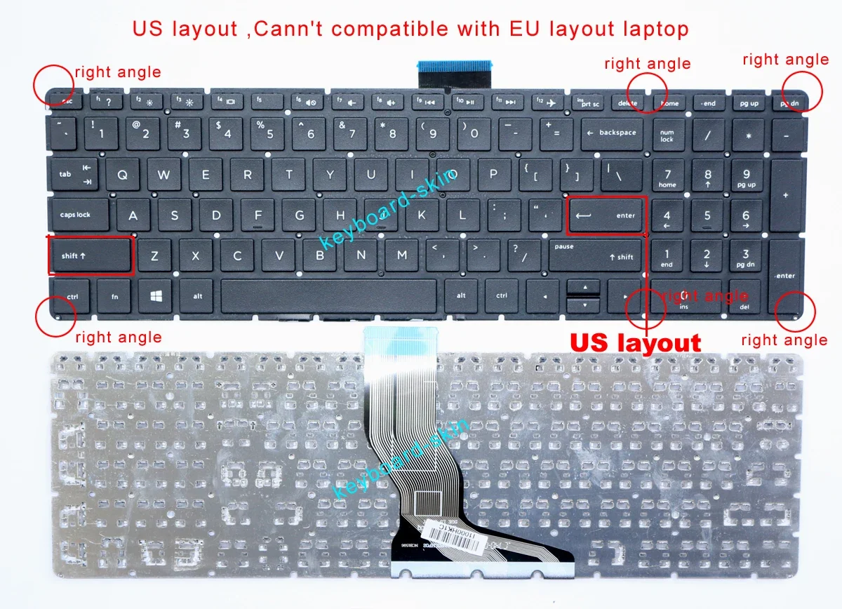 New US Keyboard no-frame no-backlit for HP 15-BR 15-CC 15-CCxxx 15-CD 15-BR 15g-BX 15q-BU 15q-BY 15q-by001AX 15-BR077CL laptop