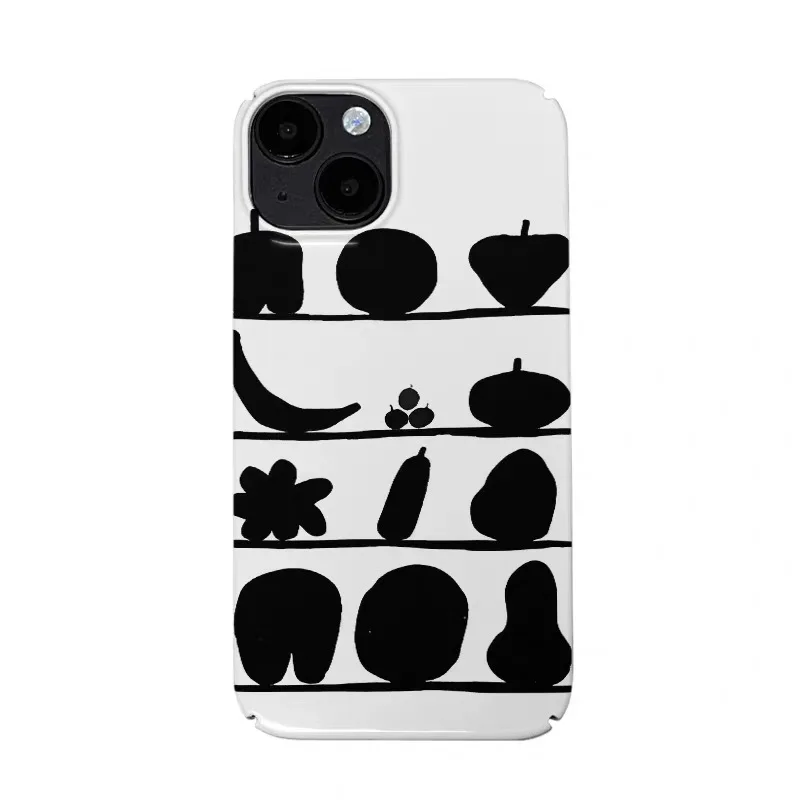 

Black Fruit and Vegetable Art Phone Case for IPHONE 17 Air 16E 15 PROMAX 14 Plus 13 12 MINI 11 PRO 16Plus XR Acrylic Phone Cover